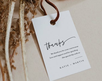 Modern Favor Tag for Bridal Shower or Wedding, Hand Script Thank You Tag, INSTANT DOWNLOAD, Editable Text, Printable, Templett #0009-194FT