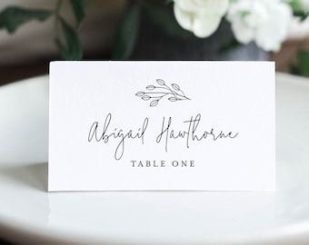 Minimalist Place Card Template, Printable Rustic Wedding Buffet Card with Meal Option, INSTANT DOWNLOAD, Editable, Templett #095B-157PC