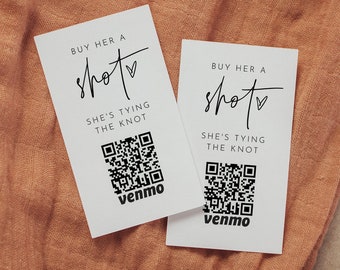 Buy the Bride a Drink, Bachelorette Venmo Card, Paypal, QR Code, Cash App Sticker / Ticket, Editable, Instant Download, Templett #0009-105DC