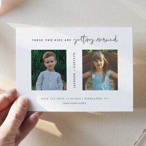 Kinder Foto Save the Date Vorlage, Kinder Foto Save the Date, 100% bearbeitbar, minimalistische Hochzeit Datumskarte, Instant, Templett #0031-195SD