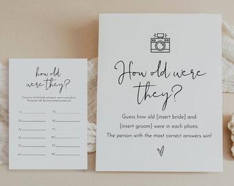 How Old Were They Bridal Shower Game Template, Couples Photo Game, Minimalist Bridal Shower, Editable, Instant Download, Templett 0031-13BRG