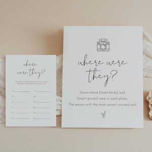 Where Were They Bridal Shower Game Template, Couples Photo Game, Minimalist Bridal Shower, Editable, Instant Download, Templett #0031-14BRG