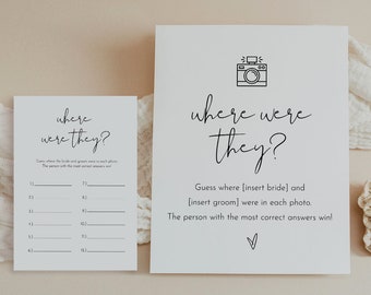 Where Were They Bridal Shower Game Template, Couples Photo Game, Minimalist Bridal Shower, Editable, Instant Download, Templett #0031-14BRG