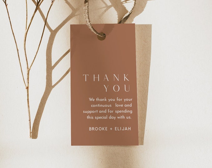 Terracotta Favor Tag Template, Thank You Tag, Bridal Shower, Wedding, Baby Shower, Editable Text, Instant Download Templett #0020-191FT