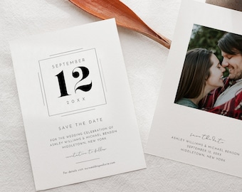 Save the Date Template, Modern Wedding Date Card, Printable Save the Date Announcement, 100% Editable, Instant Download, Digital #117SD