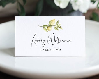 Lemon Place Card Template, Printable Citrus Summer Wedding Buffet Card, Minimalist Name Card, Editable Text, INSTANT DOWNLOAD #089-146PC