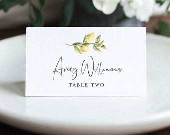 Lemon Place Card Template, Printable Citrus Summer Wedding Escort Card, Minimalist Name Card, Editable Text, INSTANT DOWNLOAD #089-146PC