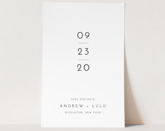 Modern Save the Date Template, 100% Editable Text, Minimalist Simple Wedding Date, DIY, Templett, Digital, Instant Download #094-165SD