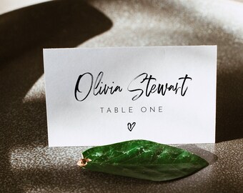 Modern Script Place Card Template, Handwritten Font, Printable Wedding Buffet Card with Meal Option, INSTANT DOWNLOAD, Templett #090-182PC