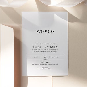 Modern Wedding Invitation Suite, Minimalist, We Do, 100% Editable Template, INSTANT DOWNLOAD, Invite, RSVP, Details Card, Templett #088C