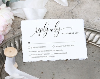 RSVP Card Template, Printable Wedding Response Card, Printable Reply Card, Calligraphy, 100% Editable, INSTANT DOWNLOAD, Templett #008rsvp