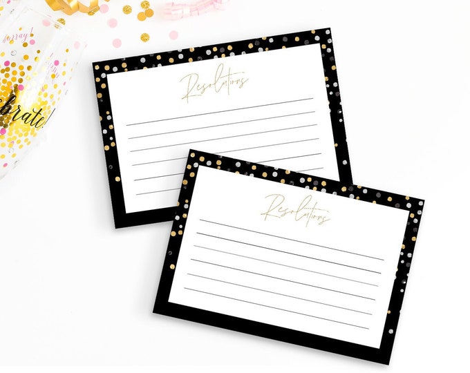 New Year's Resolution Card, 2024 Hopes & Wishes, Printable New Years Eve Party Game, Editable Template, Instant Download, Templett #110NYG