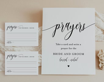Prayers For Bride and Groom Sign and Card, Well Wishes for Newlyweds, Minimalist, Editable Template, INSTANT DOWNLOAD, Templett #008-69S