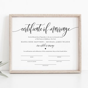Heiratsurkunde, minimalistische Hochzeitsurkunde, Hochzeitsandenken, 100% bearbeitbarer Text, Sofort Download, 8x10, 16x20 #008-104MC