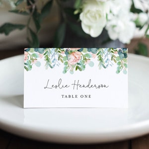 Modèle de carte de place de jardin luxuriant, carte de buffet de mariage verdure imprimable avec option de repas, TÉLÉCHARGEMENT IMMÉDIAT, modifiable, Templett #068A-163PC
