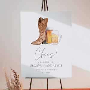 Boots and Brews Welcome Sign, Couples Shower, Western Bridal Shower Poster, Beer, Instant, Editable, Templett, 18x24, 24x36 #0026G-297LS