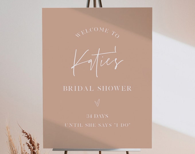 Boho Welcome Sign Template, Printable Modern Bridal Shower Sign, Neutral Terracotta, Instant Download, 100% Editable, Templett #0009C-286LS