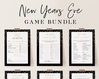 New Years Eve Game Bundle, 10 NYE Party Games, Mad Libs, Trivia, Bingo, What's on Phone, Drink If, Resolutions, Instant Download #NYG-BUNDLE