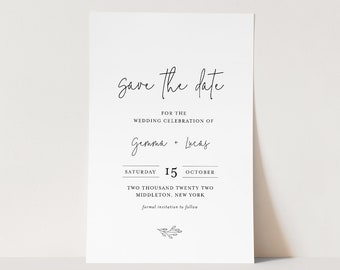 Minimalist Save the Date Template, 100% Editable Text, Modern Wedding Date Card, DIY, Templett, Digital, Instant Download #095A-178SD