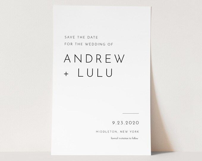 Minimalist Save the Date Template, 100% Editable Text, Modern Simple Wedding Date, DIY, Templett, Digital, Instant Download #094-164SD