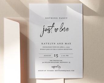 Minimalist Reception Invitation, Modern Elopement Reception Party Invite, 100% Editable Template, INSTANT DOWNLOAD, Templett #090-123EL