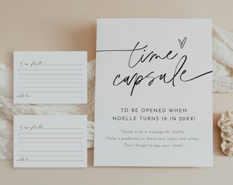 Baby Time Capsule, Minimalist Baby Shower, Baby Wishes, Gender Neutral, Editable Template, Printable, Instant Download, Templett #0032-25BAG