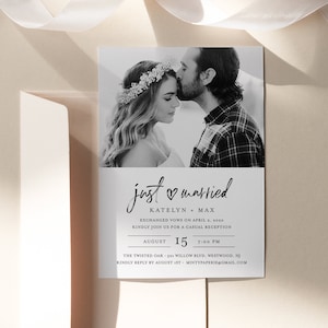 Elopement receptie uitnodiging, minimalistische moderne receptie partij uitnodigen, 100% bewerkbare sjabloon, INSTANT DOWNLOAD, Templett #090-126EL