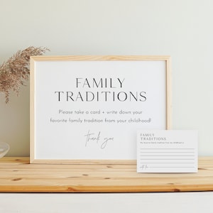 Family Traditions Sign and Card, Baby Shower, Share a Memory, Childhood Memory, Editable Template, Instant Download, Templett #0026B-36S