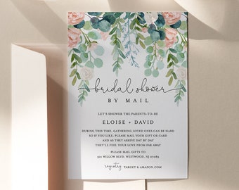 Bridal Shower by Mail Template, Social Distance Bridal Shower Invitation, Lush Garden, Editable, Instant Download, Templett #068A-267BS