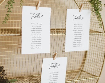 Seating Chart Template, Modern Minimalist Wedding Seating Plan, Hanging Cards, 100% Editable, Instant Download, Digital, Templett 0024-147SP