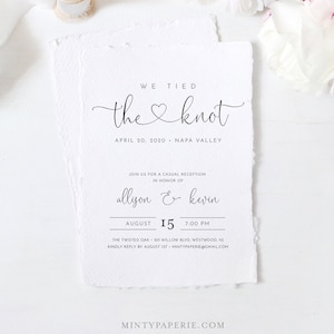 Elopement Invitation, We Tied the Knot, Minimalist Wedding Reception Party Invite, Editable Template, INSTANT DOWNLOAD, Templett #125EL