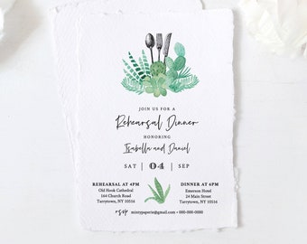 Rehearsal Dinner Invitation INSTANT DOWNLOAD, 100% Editable Template, Printable Wedding Rehearsal Invite, Succulent, Cactus #086-143RD
