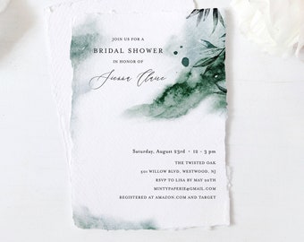 Mystic Waters Save the Date Template,Editable Modern Watercolor Wedding Date Templett Digital Instant Download #0002-174SD Emerald