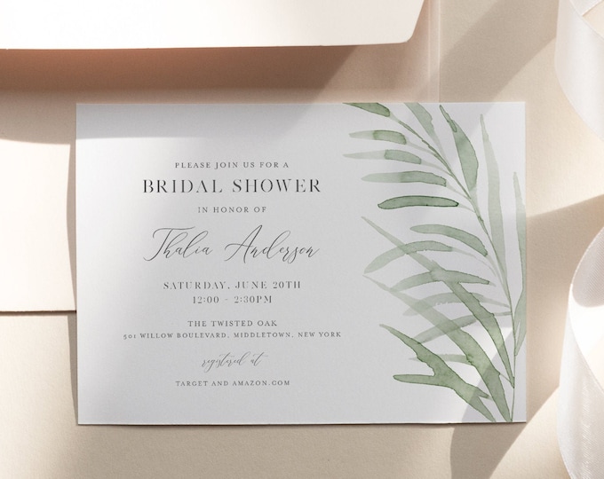 Beach Grass Bridal Shower Invitation Template, Greenery Wedding Shower Invite, Editable Text, Printable, INSTANT DOWNLOAD #0004D-263BS