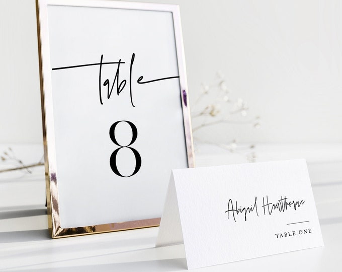 Minimalist Table Number Card Template, Simple Clean Modern Wedding Table Number, Editable, INSTANT DOWNLOAD, Templett, DIY 4x6 #0009-195TC