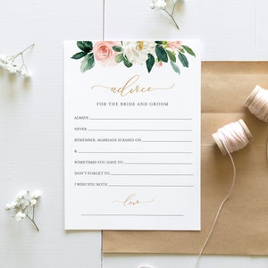Bruidsdouche advieskaart, huwelijksadvies voor de bruid en bruidegom, Boho Floral, bewerkbare sjabloon, Instant Download, Templett #043-159BG
