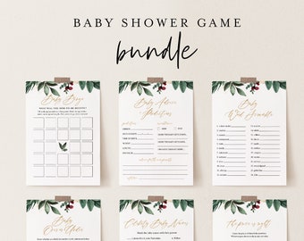 Winter Baby Shower Game Bundle, Christmas Baby Shower, 13 Games, Editable Template, Personalize, Instant Download, Templett #0018-BBGB