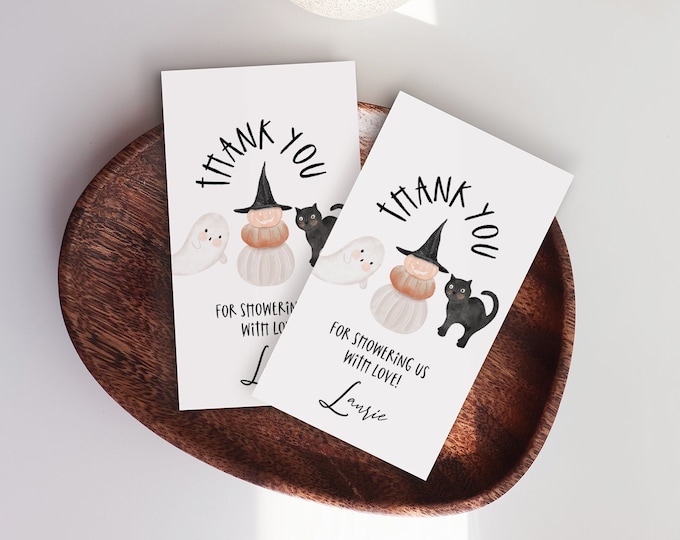 Halloween Favor Tag, Printable Halloween Baby Shower Tag, Birthday Favor, Thank You Tag, Instant Download, Editable, Templett #066-220FT