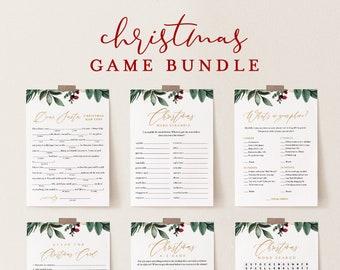 Christmas Game Bundle, Holiday Party Games, Family Fun, 12 Editable Games, Editable Template, Instant Download, Templett #0018CGB
