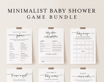 Minimalist Baby Shower Game Bundle, 35 Games, Modern Baby Shower, Editable Template, Personalize, Instant Download, Templett #0009-BBGB