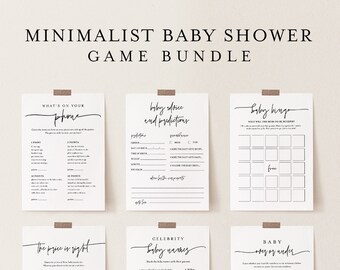 Minimalist Baby Shower Game Bundle, 35 Games, Modern Baby Shower, Editable Template, Personalize, Instant Download, Templett #0009-BBGB