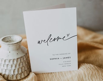 Minimalist Wedding Program Template, Modern Order of Service with Timeline, Catholic Ceremony, INSTANT, 100% Editable, Templett #0032-148WP