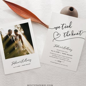 Photo Elopement Announcement We Tied the Knot Heart Wedding image 1