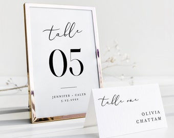 Modern Calligraphy Table Number Card Template, Minimalist Wedding Table Number, Editable, INSTANT DOWNLOAD, Templett, DIY 4x6 #045-199TC