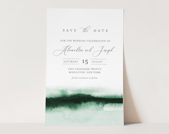 Watercolor Save the Date Template, 100% Editable Text, Modern Minimalist Wedding Date, DIY, Templett, Digital, Instant Download #093C-162SD