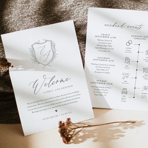 Wedding Itinerary, Welcome Letter Template, Welcome Bag Note, Order of Events, Agenda, Icon Timeline, 100% Editable, Templett 0007-154WB image 1