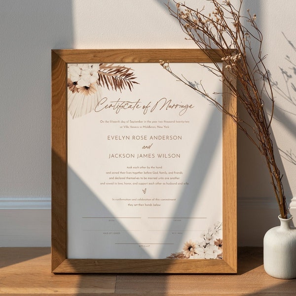 Marriage Certificate Frame Etsy