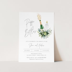 Poppin Bottles Baby Shower Invitation, Champagne, Printable Couples Baby Shower Invite, Editable Template, Instant Download #0026C-246BA