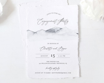 Engagement Party Invitation, Rustic Mountain, INSTANT DOWNLOAD, Self-Editing Template, Printable Engaged Announcement, Templett #004-130EP
