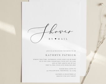 Bridal Shower by Mail Template, Minimalist Baby or Bridal Shower Invite, 100% Editable, Instant Download, Printable, Templett #045-271BS